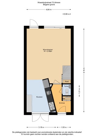 Floorplan - Woestduijnstraat 73, 1335 TS Almere